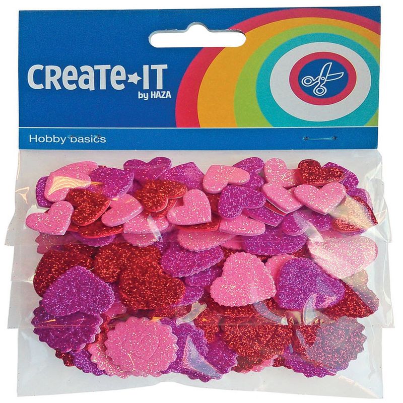 Foto van Create-it foam hartjes glitter - 132 stuks