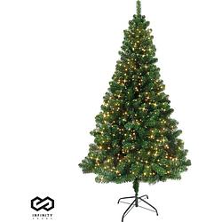 Foto van Infinity goods kunstkerstboom met led verlichting - 240 cm - realistische kunststof kerstboom - metalen standaard -