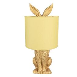 Foto van Haes deco - tafellamp - city jungle - konijn in de lamp, ø 20x43 cm - goud/geel - bureaulamp, sfeerlamp, nachtlampje
