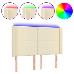 Foto van The living store hoofdbord led verlichting crème 147x16x118/128 cm - duurzaam kunstleer - verstelbare hoogte -