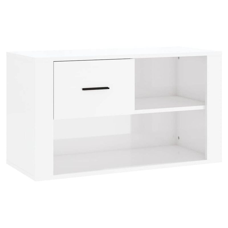 Foto van The living store schoenenkast - hoogglans wit - 80 x 35 x 45 cm - stevig materiaal