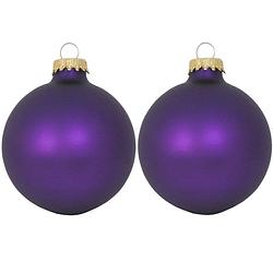 Foto van 16x magic velvet paarse glazen kerstballen mat 7 cm kerstboomversiering - kerstversiering/kerstdecoratie paars