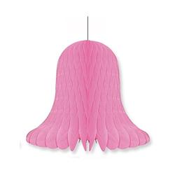 Foto van 1x kerstversiering roze kerstklokken lampionnen 20 cm - hangdecoratie