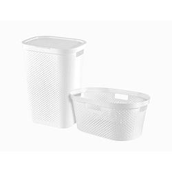 Foto van Curver infinity recycled wasmand met deksel 60l + wasmand 40l - wit