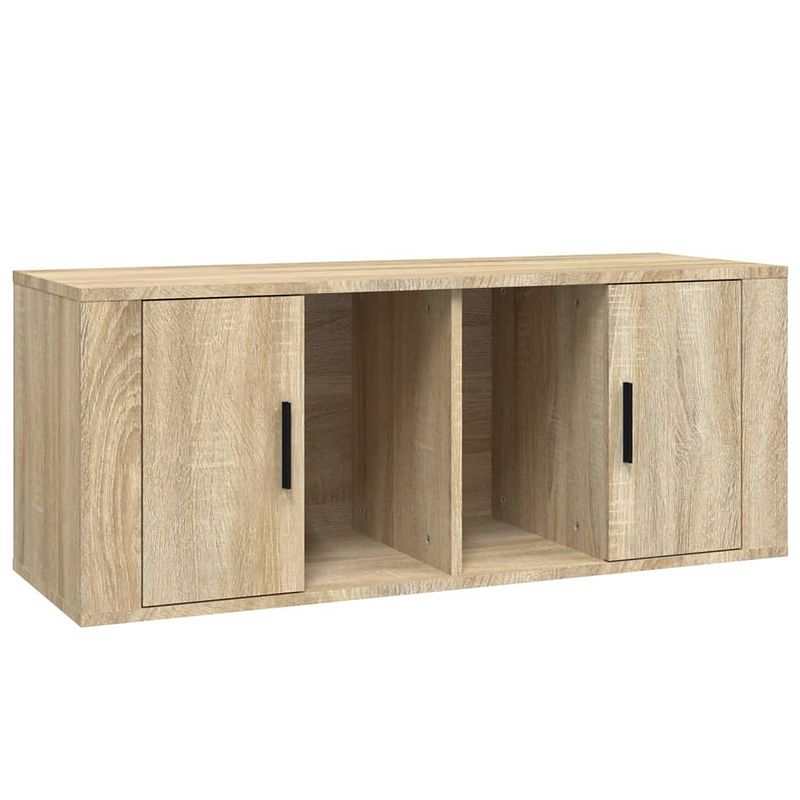 Foto van The living store tv-meubel gerookt eiken 100x35x40 cm - stevig en praktisch