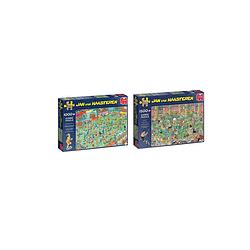 Foto van Jan van haasteren puzzelbundel - 2 stuks - wk vrouwenvoetbal 1000 stukjes & krijt op tijd! 1500 stukjes