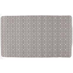 Foto van Badmat/douchemat anti-slip grijs vierkant patroon 69 x 39 cm - badmatjes