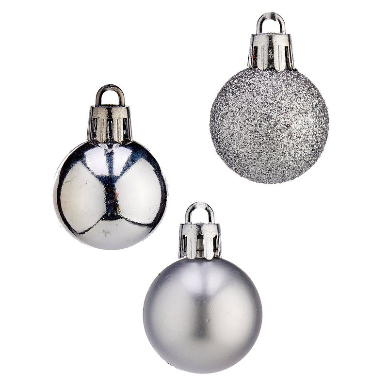 Foto van Arte r mini kerstballen - 20x stuks - zilver - kunststof - 3 cm - kerstbal