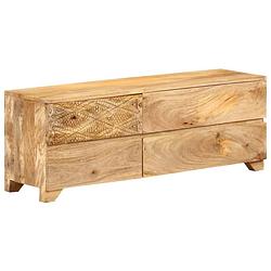 Foto van The living store houten tv-meubel - massief mangohout - 110 x 30 x 40 cm - 4 lades