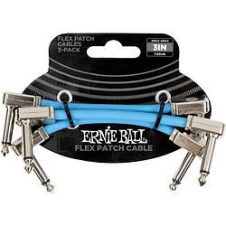 Foto van Ernie ball 6459 flex patch blue 3-pack patchkabels 7,5 cm (set van 3)