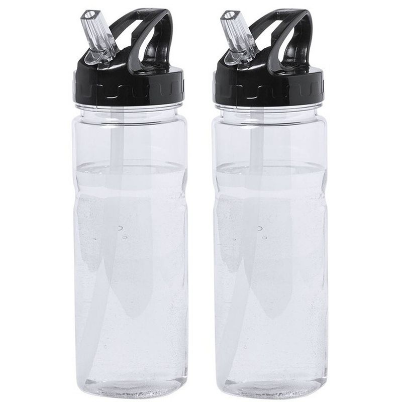 Foto van 2x transparante drinkfles/waterfles 650 ml - drinkflessen