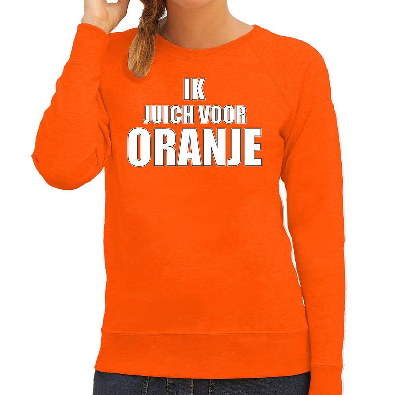 Foto van Oranje fan sweater / trui holland ik juich voor oranje ek/ wk voor dames xl - feesttruien