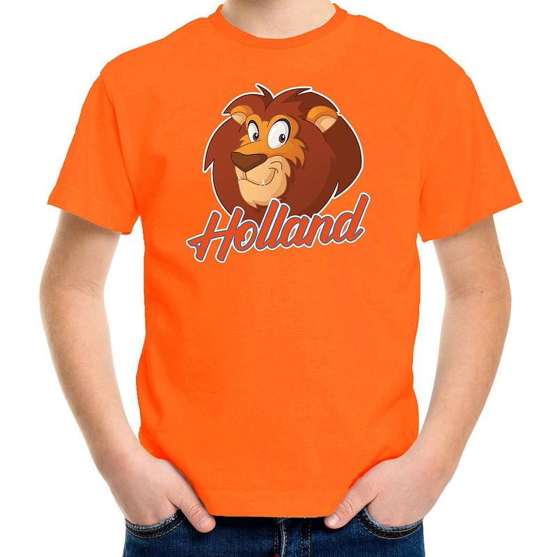 Foto van Oranje fan shirt / kleding holland leeuw voor koningsdag / ek / wk voor kinderen l (146-152) - feestshirts