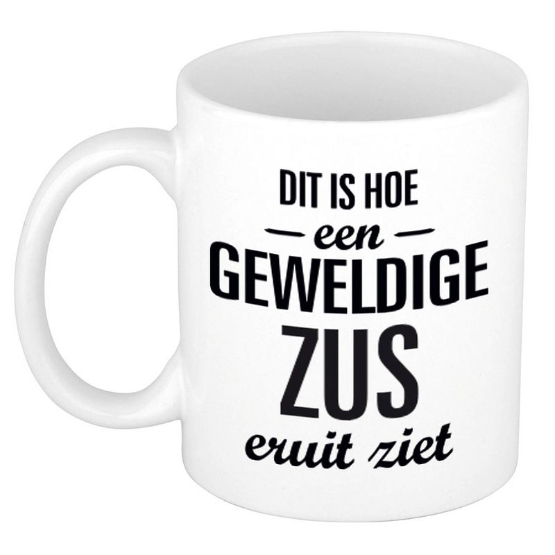 Foto van Geweldige zus cadeau koffiemok / theebeker wit 300 ml - feest mokken