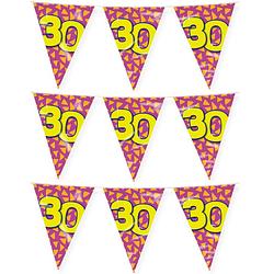 Foto van Paperdreams verjaardag 30 jaar thema vlaggetjes - 3x - feestversiering - 10m - folie - dubbelzijdig - vlaggenlijnen