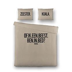 Foto van Dekbedovertrek rumag - tweepersoons (200x200 cm) - beige microvezel - dessin: tekst - rumag - dekbed-discounter.nl