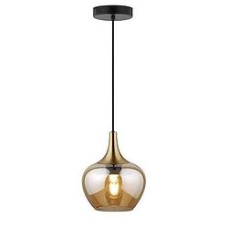 Foto van Hanglamp lola - amber metaal/glas - 150xø19 cm - leen bakker