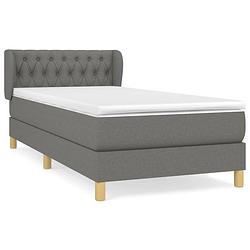 Foto van The living store boxspringbed donkergrijs - 203x103x78/88 cm - pocketvering matras - middelharde ondersteuning -