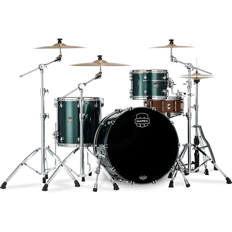 Foto van Mapex se446xhpq saturn evo. hybrid rock powerhouse brunswick green 3d. shellset