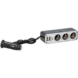 Foto van Dunlop autolader - 3-weg splitter 12-24 volt - 2x usb-poort