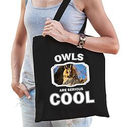 Foto van Dieren ransuil tasje zwart volwassenen en kinderen - owls are cool cadeau boodschappentasje - feest boodschappentassen