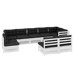 Foto van Vidaxl 9-delige loungeset met kussens massief grenenhout wit