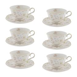 Foto van Haes deco - kop en schotel set van 6 - 220 ml - porselein - tableware flowers