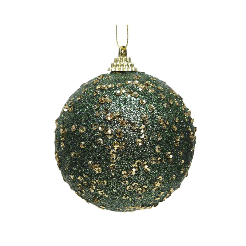 Foto van Kerstbal foam paillet d8 cm d.groen