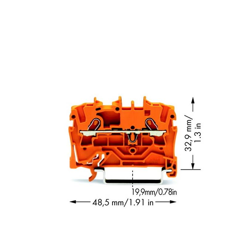 Foto van Wago 2001-1202 doorgangsklem 4.20 mm spanveer oranje 100 stuk(s)