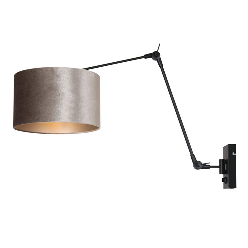 Foto van Steinhauer wandlamp prestige chic 8122 zwart kap zilver velours