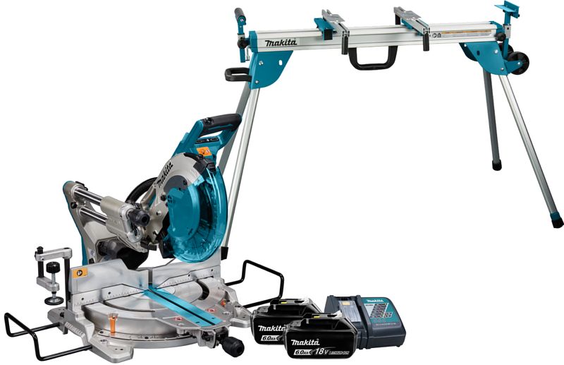 Foto van Makita dls111zu + 6,0 ah accu (2x) en lader + onderstel