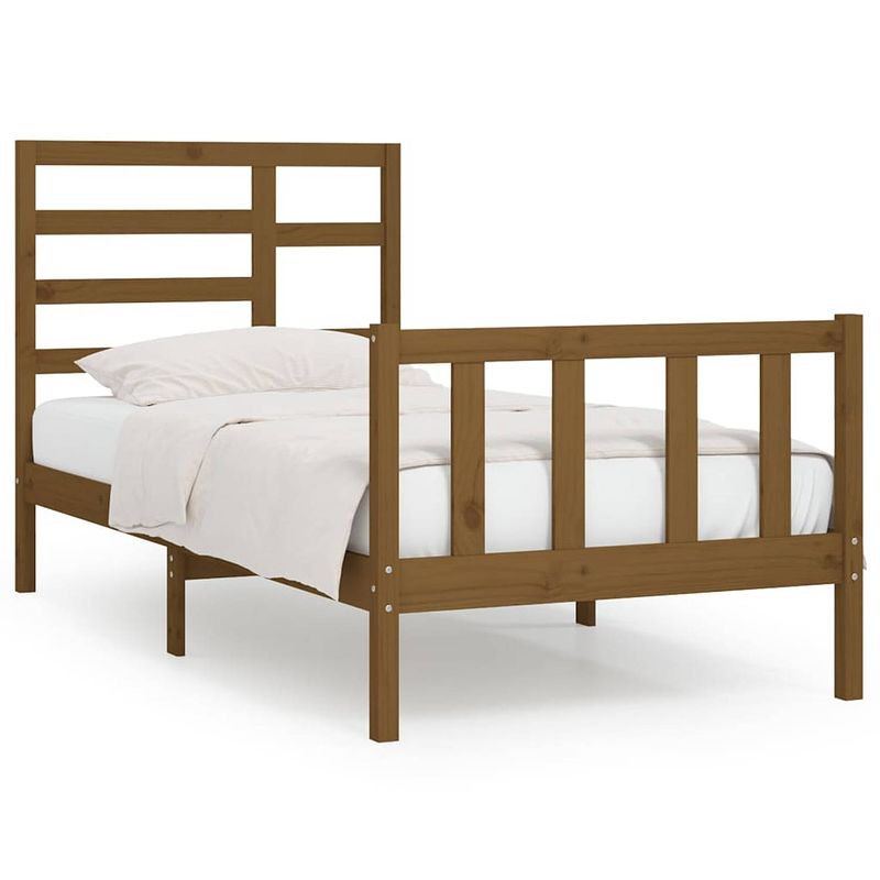 Foto van The living store houten bedframe - massief grenenhout - 90 x 200 cm - honingbruin