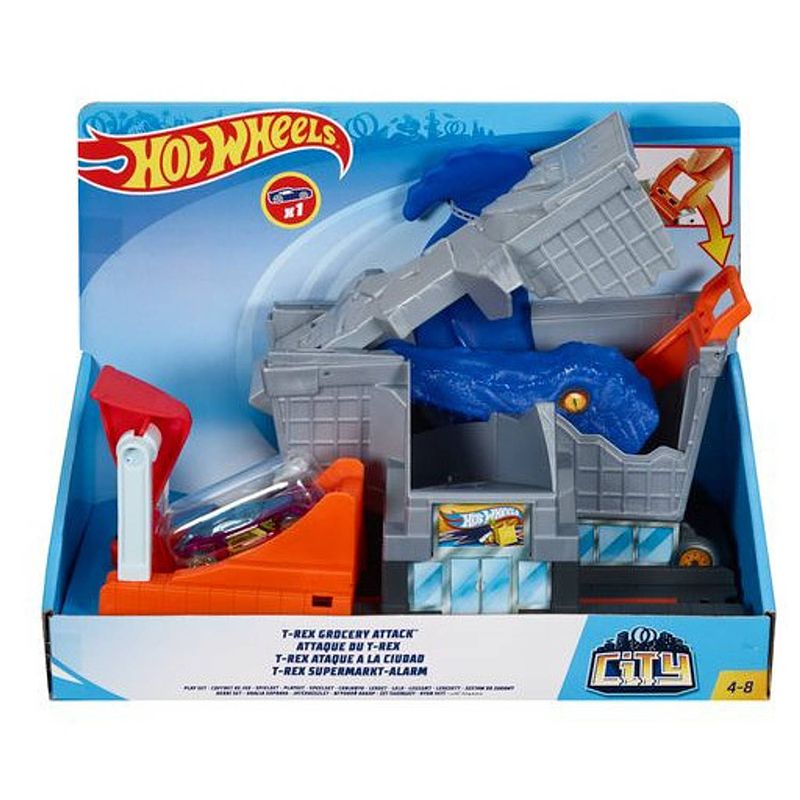 Foto van Hot wheels speelset nemesis junior 30 cm grijs/blauw 2-delig