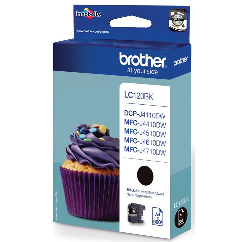 Foto van Brother inktcartridge, 600 pagina'ss, oem lc-123bk, zwart 5 stuks