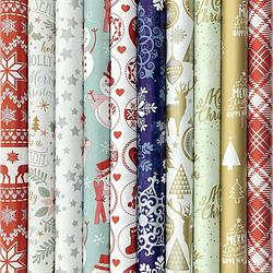 Foto van Benza assortiment cadeaupapier inpakpapier voor kerst kerstpapier k23 - 2 meter x 70 cm - 10 rollen