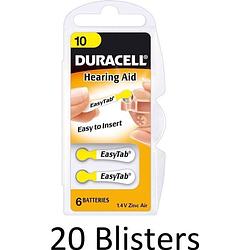 Foto van 120 stuks (20 blisters a 6 st) duracell hearing aid da10 1.4v niet-oplaadbare batterij