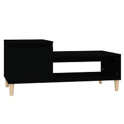 Foto van The living store salontafel bewerkt hout - 100 x 50 x 45 cm - met deur - zwart