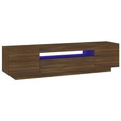 Foto van The living store tv-meubel led-verlichting - 160x35x40 cm - bewerkt hout - bruineiken