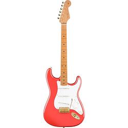 Foto van Fender limited edition vintera ii 's50s stratocaster roasted mn fiesta red elektrische gitaar met deluxe gigbag