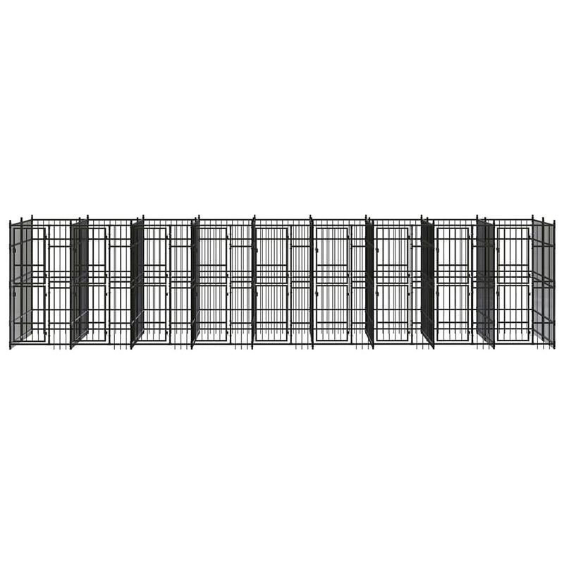 Foto van The living store hondenkennel - gepoedercoat staal - 864x192x200 cm - met deuren - zwart