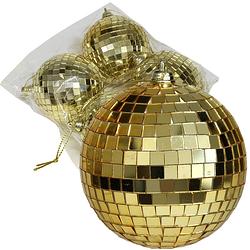 Foto van Othmar decorations disco kerstballen - 4x - goud - 8 cm - kunststof - kerstbal