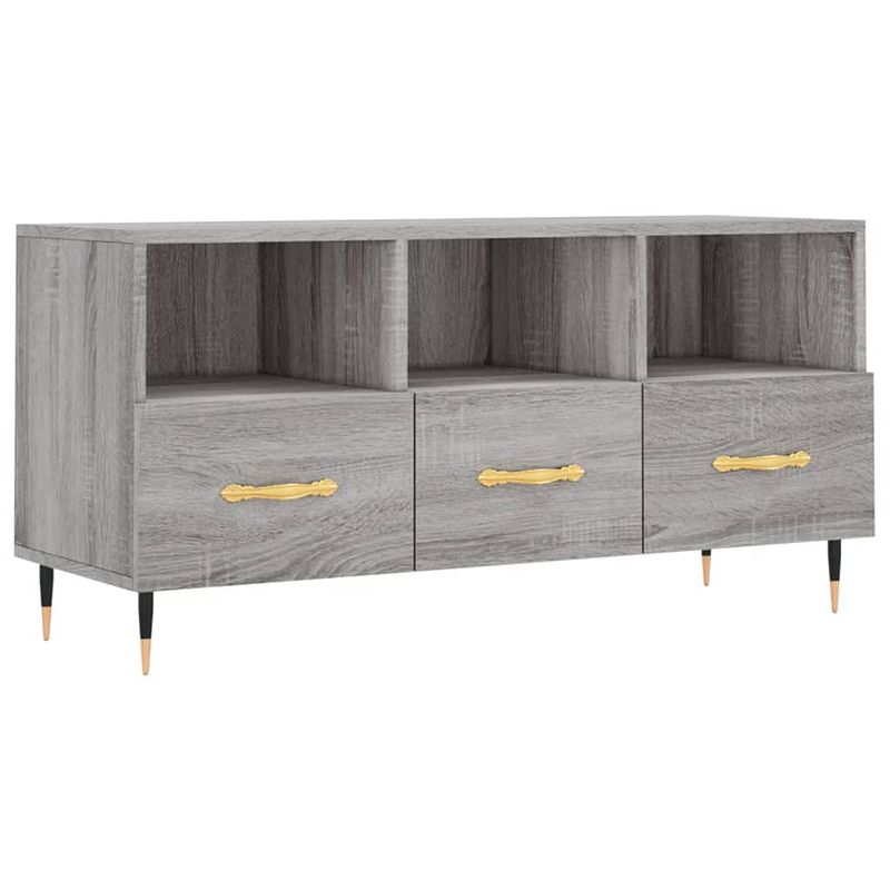 Foto van The living store televisiekast - trendy en praktisch design - bewerkt hout - 102 x 36 x 50 cm - grijs sonoma eiken