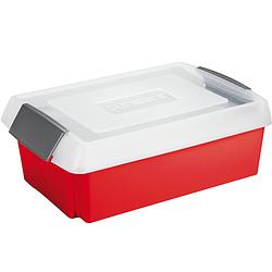 Foto van Sunware opslagbox kunststof 30 liter rood 59 x 39 x 17 cm met extra hoge deksel - opbergbox