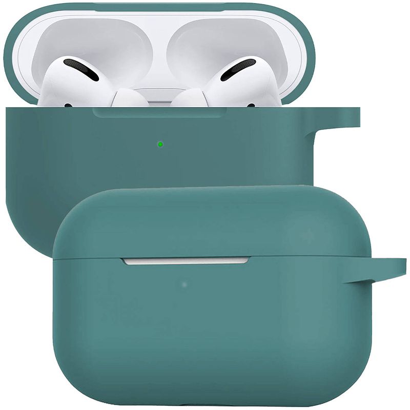 Foto van Basey siliconen hoesje geschikt voor airpods pro case hoes - geschikt voor airpods pro hoesje cover - midnight green