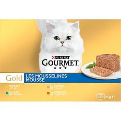 Foto van Purina® gourmet gold mousse met kip, met zalm, met niertjes, met konijn 12 x 85g bij jumbo