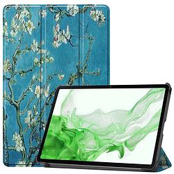 Foto van Basey samsung galaxy tab s8 hoesje kunstleer hoes case cover samsung galaxy tab s8-bloesem