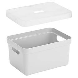 Foto van Opbergboxen/opbergmanden wit van 5 liter kunststof met transparante deksel - opbergbox