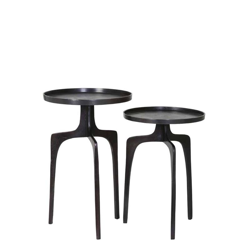 Foto van Side table s/2 38x54+41x63 cm pano dark bronze