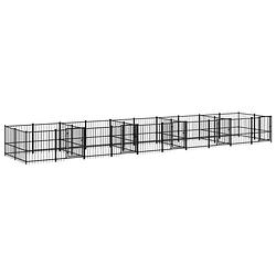 Foto van The living store hondenhok hondenkennel - 970 x 193.5 x 100 cm - stalen stangen - stevige constructie - zwart