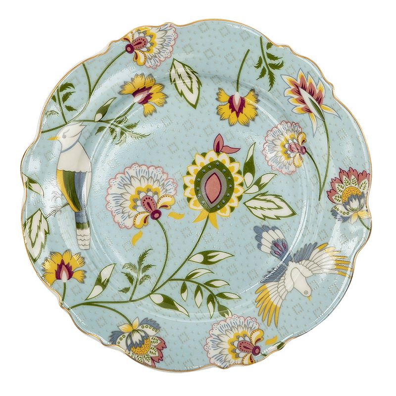 Foto van Clayre & eef servies ontbijtbord ø 20*2 cm blauw keramiek rond bloemen eetbord blauw eetbord